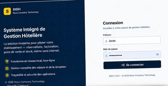 Écran de connexion SIGH